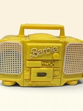 Barbie Yellow Plastic Boombox Radio Accessory for Fashion Doll, 1 Piece WORKS!